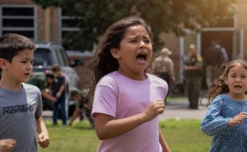 Children running in panic outdoors